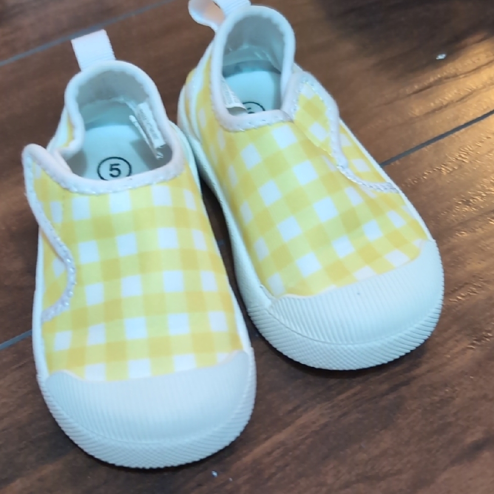 Yellow Gingham Kids Water Shoes